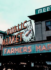 The image features signage for a 